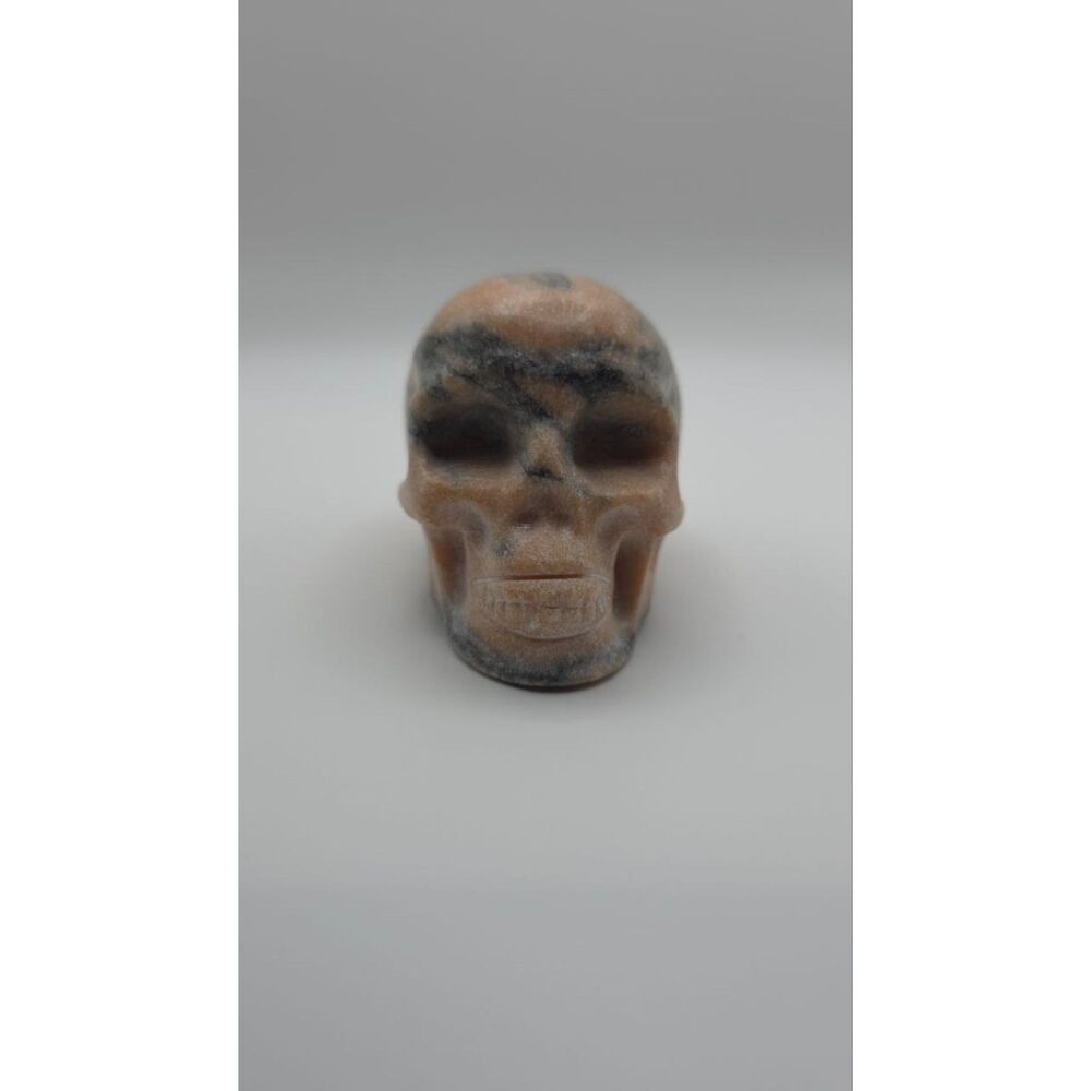 Brown Black Banded Stone Skull Carving Polished Crystal Figurine